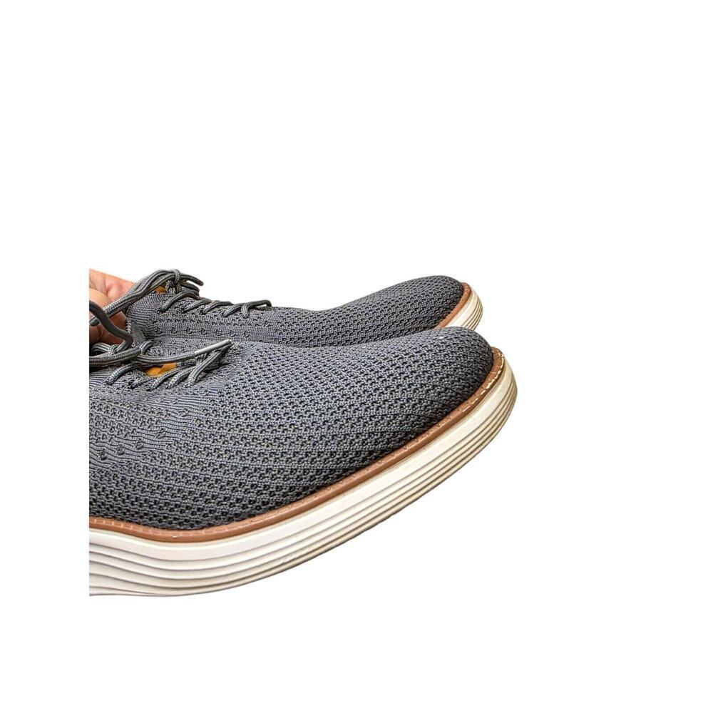 Athlefit Mens Casual Knit Sneakers Size‎ 9 Gray & Brown With Faux Leather Accent - Picture 14 of 15